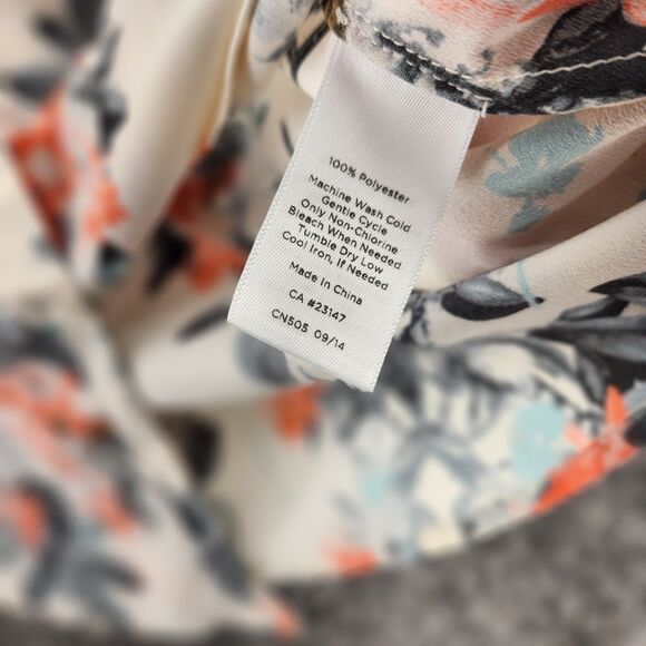 Talbots small petite cream peach floral long sleeve button down blouse - Picture 5 of 8